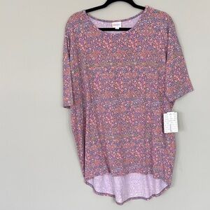 LuLaRoe Pink and Purple Paisley Short-Sleeve Tunic